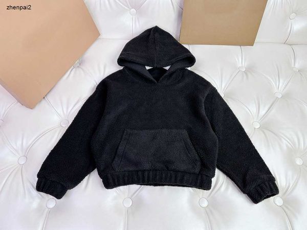 Hoodie de luxo para o bebê de alta qualidade preto de pelúcia crianças camisola tamanho 100-150 voltar logotipo impressão crianças pulôver oct20