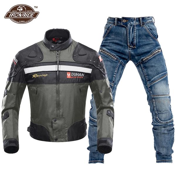 Jaquetas Masculinas Duhan 4 Temporada Jaqueta de Motocicleta Calças de Motocross Conjunto Moto Ciclismo Terno Anti-Queda Chaqueta Moto com Protetor 231020