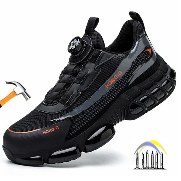 Модельные туфли GAI, мужские кроссовки с вращающейся кнопкой и защитой от проколов, рабочая мужская защитная рабочая обувь со стальным носком 231020