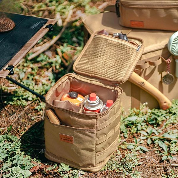 Sacos de armazenamento Saco de acampamento portátil pano oxford grande capacidade fogão a gás pote pote carry saco cesta de piquenique molle