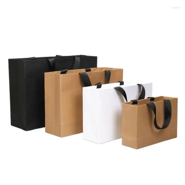 Envoltório de presente 250gsm branco preto mais grosso estilo saco de papel kraft caixa de doces com alça pacote de festa de aniversário de casamento