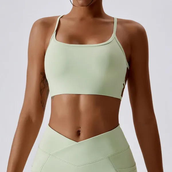 Damen Shapers Sport-BH, gepolsterter Rücken, Bustier ohne Bügel, Spaghettiträger für Yoga und Fitness