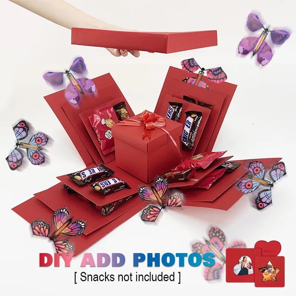 Geschenkpapier, kreative Weihnachtsgeschenk-Explosionsbox, DIY-Überraschung, Liebesexplosion, handgefertigt, mit magischem fliegendem Schmetterling, Geburtstagsgeschenkbox 231020