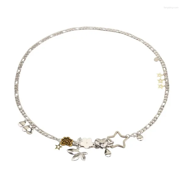 Cintos flor estrela metal cintura corrente pingente barriga cinto corpo cadeias jóias acessórios para mulheres e meninas
