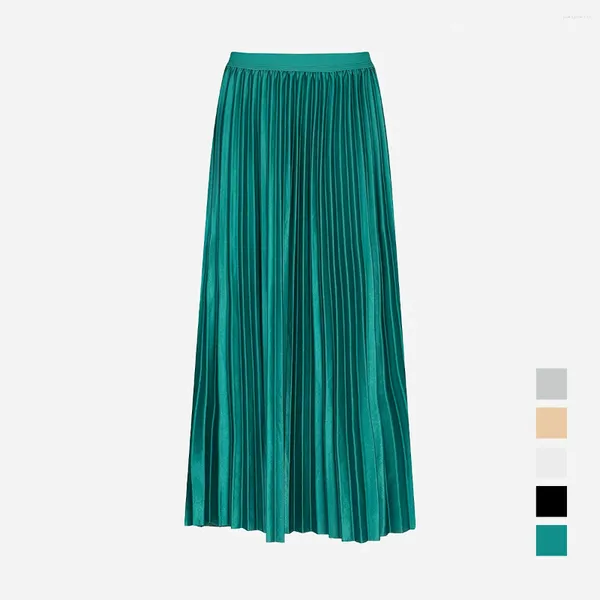 Abbigliamento etnico Primavera Autunno Donna Maxi gonna a pieghe Elegante Nero Verde Islamica Lady Vintage Bottoms Outfit Jupe Longues Femmes Musulmane