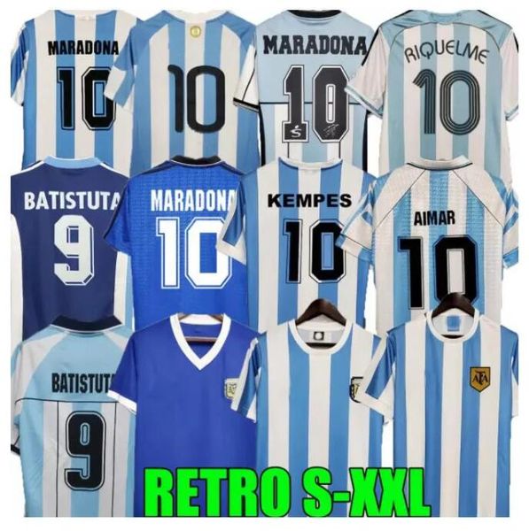 1978 1986 1998 Argentina Retro Jersey Maradona 1996 2000 2001 2006 2010 Kempes Batistuta Riquelme HIGUAIN KUN AGUERO CANIGGIA AIMAR Camisas de futebol 6666