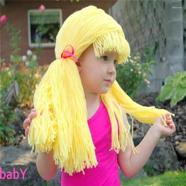 Berets moda fantasia vestido festa infantil artesanal peruca tranças meninas atirar adereços chapéus halloween bebê carnaval