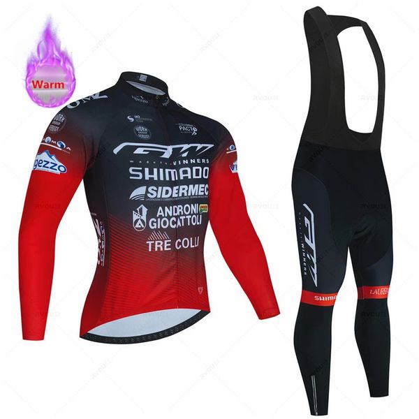 Conjuntos de camisa de ciclismo inverno quente velo gw equipe e calças babadores conjunto para homens ternos bicicleta roupas 231020