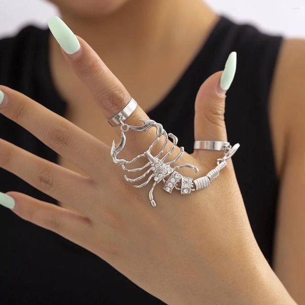 Cluster-Ringe VIVILADY Zirkon Skorpion Verstellbare Öffnung Gelenkring Schmuck für Frauen Unisex Party Persönlichkeit Punk Geschenk Mode Großhandel