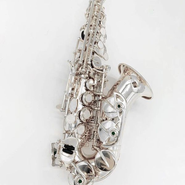 Saxofone soprano profissional prateado 901, estrutura japonesa plana, instrumento de jazz artesanal, timbre de alta qualidade 00