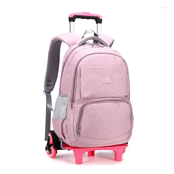 Borse da scuola Borsa con ruote Ziranyu Zaino con ruote per ragazze Trolley impermeabile per bagagli