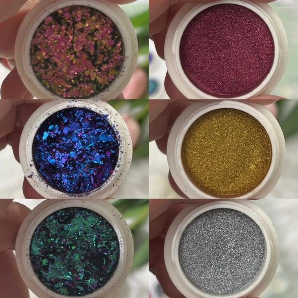 Glitter per unghie 6 Pz/set Chameleon Aurora Iridescente Opale Pigmento Olografico Polvere Ombretto Trucco Manicure FAI DA TE Netto 0.2g