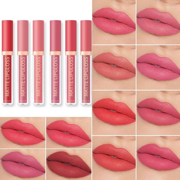 Lip Gloss Maquiagem Nu Matiz Matte Veludo Batom Líquido Mulheres Beleza Longa Duração À Prova D 'Água Shimmer