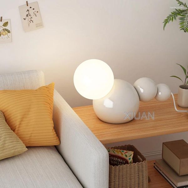 Lâmpadas de mesa Nordic Art Bedside LED E27 Dragon Bulb Round Ball Desktop Light Quarto Infantil Quarto Living Estudo Interior