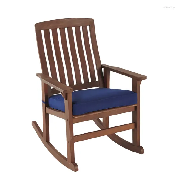 Cadeira de balanço de madeira para móveis de acampamento, acabamento marrom, pátio, rattan