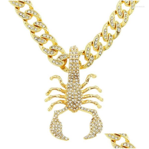 Kolye Kolyeler Hip Hop Kristal Scorpion Kolye Buzlu Bling Miami Küba Zincirleri Muharebe Moda Takı Damlası Dhkng