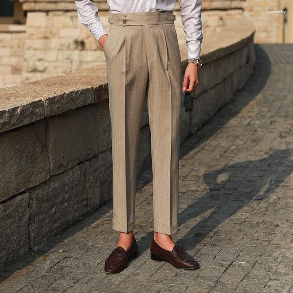 Abiti da uomo Uomo 2023 Primavera Estate Solido Abito a vita alta Pantalone Business Abbigliamento formale Pantaloni Maschili Slim Casual Pantaloni da ufficio I256