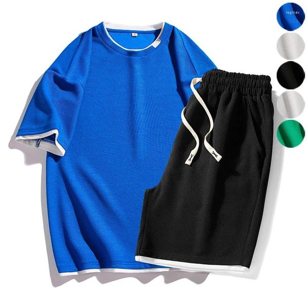 Tracksuits masculinos verão homens manga curta define esporte 2 peças camiseta shorts correndo ao ar livre desgaste praia mulheres