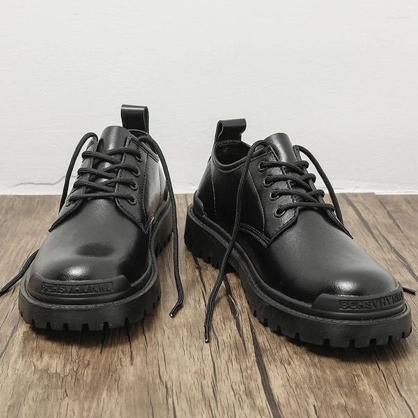 Scarpe eleganti da uomo piccole in pelle stile britannico testa tonda casual abbigliamento formale coreano da lavoro primavera e autunno basse