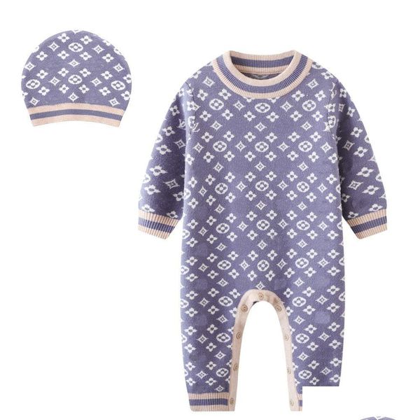 Macacões Bebê Macacão Designer Crianças Manga Longa Algodão Macacões Infantil Meninas Cashmere Tricô Romper Drop Delivery Dhxwr