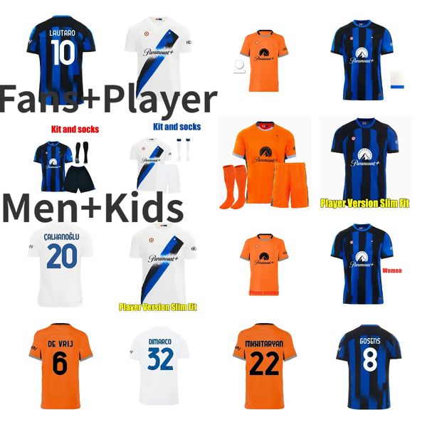 2023 2024 LUKAKU Fußballtrikot BARELLA INTERS DZEKO MILANS LAUTARO VIDAL J. CORREA 23 24 Fußballtrikot CALHANOGLU GAGLIARDINI Männer Gelb 3. GOSENS Spielerversion