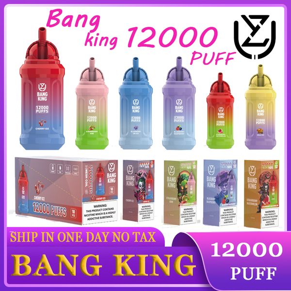 Fu Orijinal Uzy Bang King 12000 Puff 12000 Tek Kullanımlık Vapes Kalem E Sigara 0/2/3/5% Buharlaştırıcı Şarj Örgü Bobin Vape Kalemi Vs Kasırga 12K