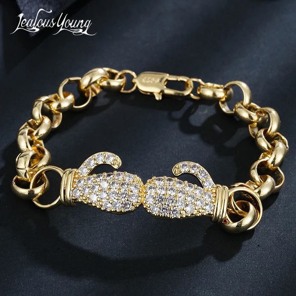 Bracciale con ciondolo a catena Hip Hop color oro con zirconi cubici, regalo di bigiotteria di lusso per boxe Unsix 231020