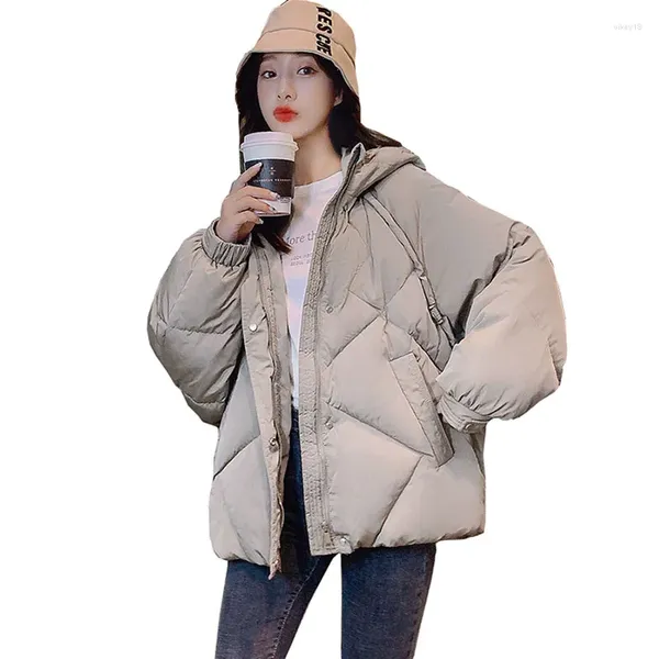 Trench da donna Donna con cappuccio Pane Giù in cotone Donna Spessore caldo inverno Pipistrello Giacca a maniche lunghe 2023 Lady Cappotto allentato di grandi dimensioni OK970