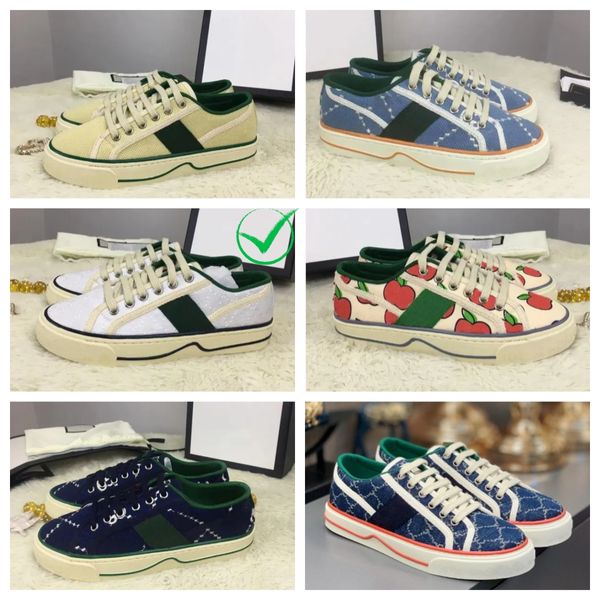 Designers Tênis 1977 Canvas Sapatos Casuais Luxurys Mulheres Homens Sapatos Itália Verde e Vermelho Web Stripe Borracha Sola Stretch Algodão Low Top Sneakers36-45