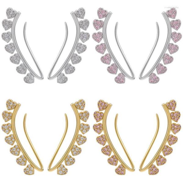 Серьги на спине ZHUKOU золотого цвета в виде сердца, клипсы для ушей, манжеты с кристаллами без пирсинга для женщин, ювелирные изделия, оптовая продажа VE622