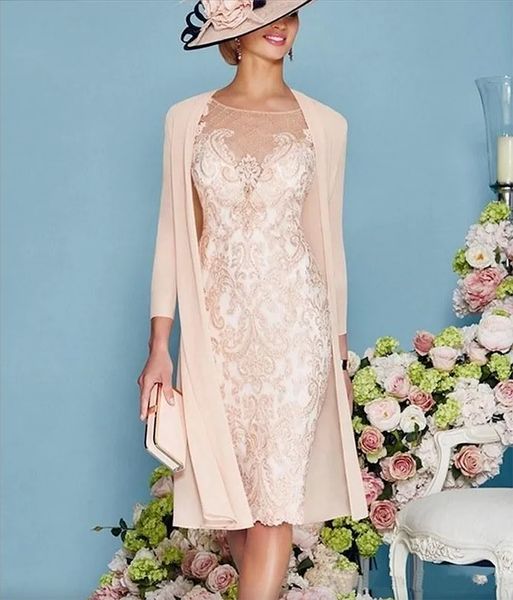 Abiti per la madre della sposa in pizzo vintage 2023 Plus Size Abiti da cerimonia per la madre con scollo a barchetta e maniche a 3/4 formali