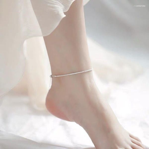 Ножные браслеты S925, серебряные аксессуары со звездами, простые, модные и универсальные для модных женщин