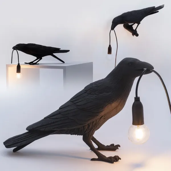 Lâmpada de parede auspicioso pássaro mesa personalidade criativa modelagem animal resina luminaria loja decoração luz