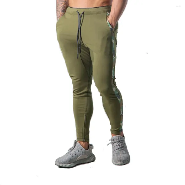 Calças masculinas de algodão ginásio correndo leggings corredores streetwear casual esporte calças masculino treinamento verde treino fitness sweatpants