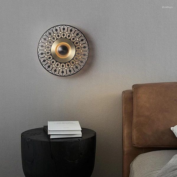 Lampada da parete Arte Lampadario a Led Lampadario a sospensione Camera da letto Moderna Rame Soggiorno Illuminazione Arredamento della stanza Creativo Corridoio Scale Sala da pranzo Comodino Rotondo