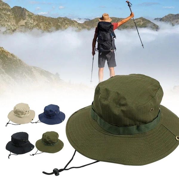 Berets Bucket Cap Pescador Chapéu Exército Caps Homens Esportes Ao Ar Livre Sol Pesca Caminhadas Caça Chapéus Curto Brim Escalada