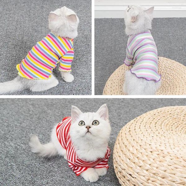 Abbigliamento per cani HOKERBAT Vestiti per gatti Estate inglese corto blu gattino burattino animale domestico sottile carino bello camicia con fondo