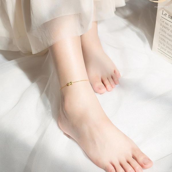 Cavigliere MloveAcc Trendy 925 Sterling Silver Golden Bowknot per le donne Moda piede caviglia creazione di gioielli regalo