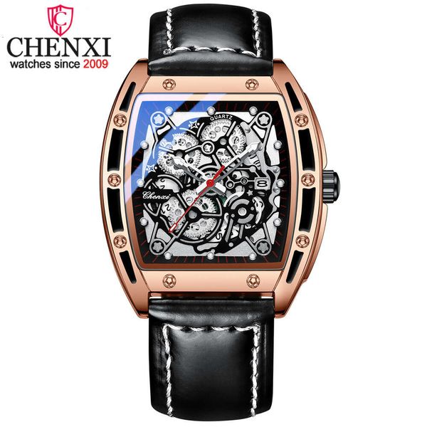 Chenxi 8265 original masculino data de negócios relógios quartzo couro à prova dwaterproof água calendário relógios pulso masculino relogios femininos