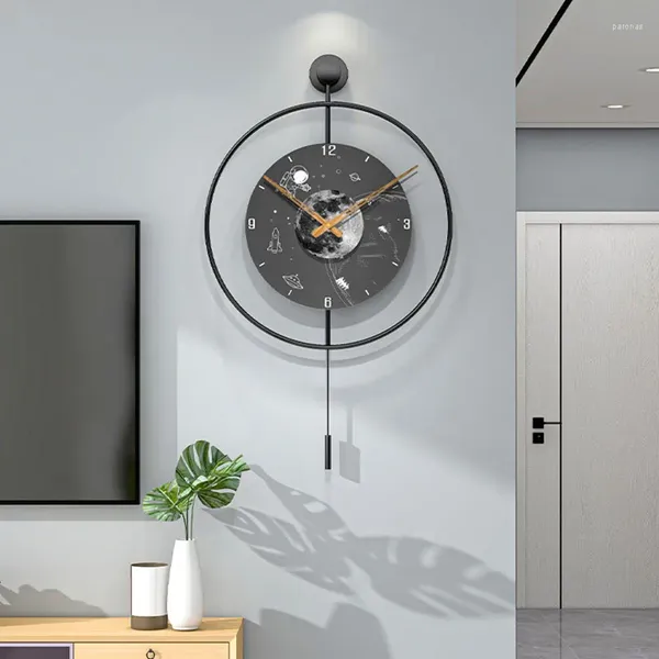 Relógios de parede Luminoso Relógio Redondo Banheiro Grande Tamanho Metal Arte Moderna Relógio Silencioso Relojes de Pared Decoração de Casa