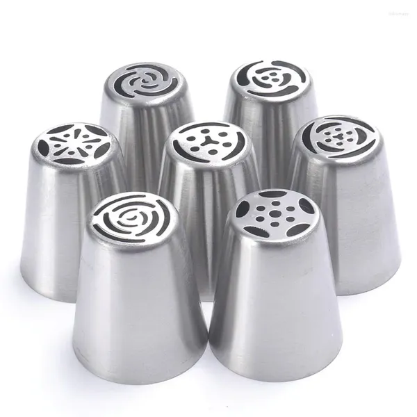 Strumenti di cottura 7 pz/set in acciaio inox tulipano russo glassa tubazioni ugelli per torte consigli di decorazione pasticceria decorazione bakeware