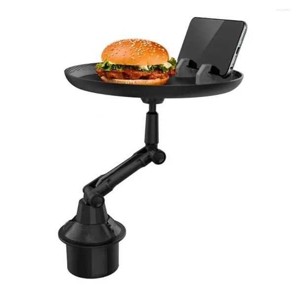 Suporte para bebidas bandeja de carro mesa ajustável comida com telefone para porta-copos fácil instalação decoração interior