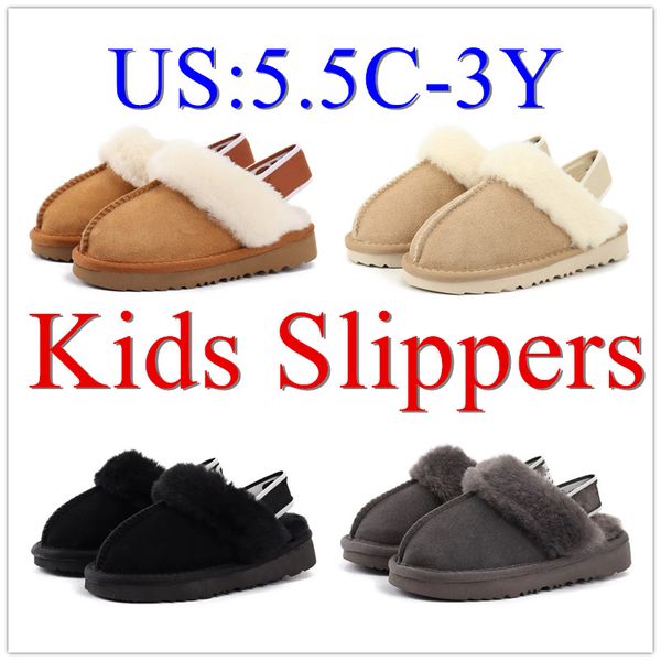 bambini bambino Funkette Pantofole Australia stivali pantofola bambino Fluff Yeah Slide ragazzi ragazze Pelle di pecora Pelle scamosciata bambini Piattaforma Shearling Scivolo foderato in pelliccia