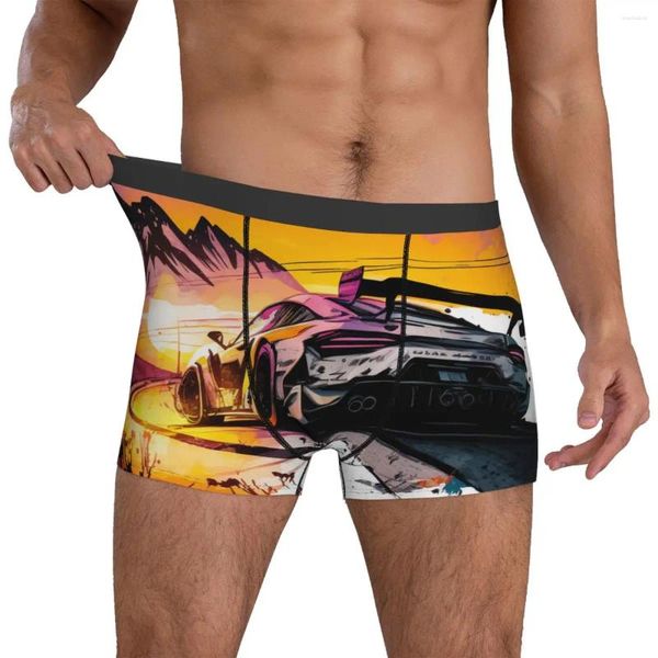 Cuecas velocidade esportes carro roupa interior montanha sol homem shorts briefs estiramento boxer trendy design oversize calcinha