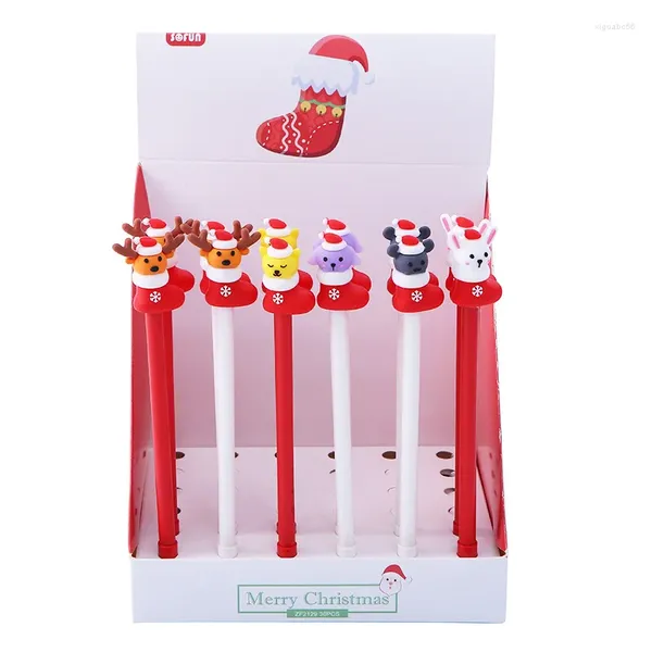 Pçs/lote Botas de Natal Elk Boneco de Neve Caneta Gel Bonito Canetas Neutras de Tinta Preta Presente Promocional Artigos de Papelaria Material Escolar