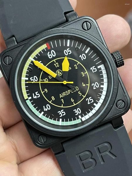 Armbanduhren Automatische mechanische Herrenuhr AIRSPEED BELL AVIATION FLIGHT LIMITED EDITION SCHWARZES GUMMI