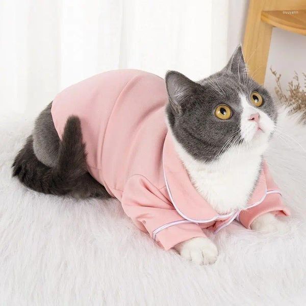 Vestuário para cães roupas para animais de estimação roupas de gato verão estilo fino respirável confortável francês com ambos os pés pijama pequeno
