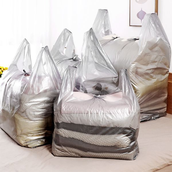 10pcs/lots giyim yorgan toz kapağı plastik saklama torbaları giysi toz geçirmez giyim ceket bagaj büyük paket tutucu
