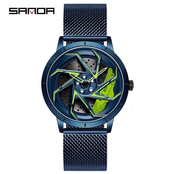 Sanda p1088 hot sell sell in acciaio inossidabile orologio in quarzo premium movvead bordo per bordo a forma di rotazione a forma di masculino