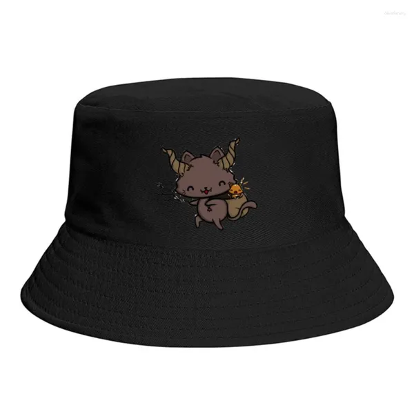 Berets 2023 Sommer Kram Puss Eimer Hüte Für Unisex Horror Tale Outdoor Faltbare Bob Angeln Fischer Hut Mädchen Jungen Panama